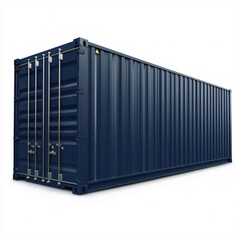 Blue Shipping Container Isolated on White Background
