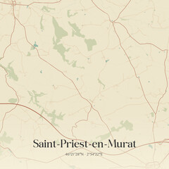 Obraz premium Vintage map of Saint-Priest-en-Murat, France.