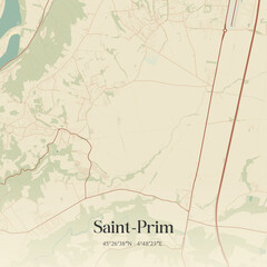 Fototapeta premium Vintage map of Saint-Prim, France.