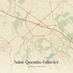 Fototapeta premium Vintage map of Saint-Quentin-Fallavier, France.