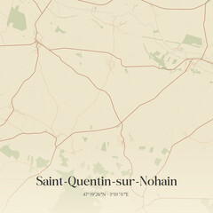 Fototapeta premium Vintage map of Saint-Quentin-sur-Nohain, France.
