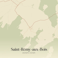 Fototapeta premium Vintage map of Saint-Rémy-aux-Bois, France.