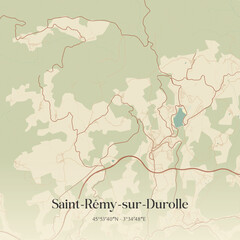 Obraz premium Vintage map of Saint-Rémy-sur-Durolle, France.