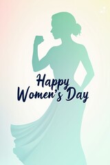 Silhouette of a girl, delicate stylish postcard Women's Day.