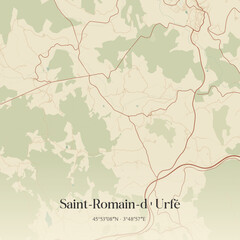Fototapeta premium Vintage map of Saint-Romain-d'Urfé, France.