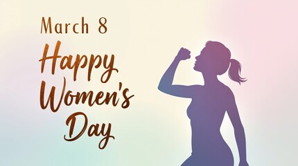 Silhouette of a girl, delicate stylish postcard Women's Day.