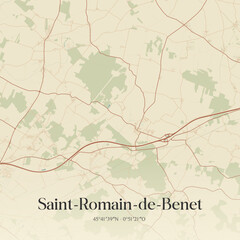 Fototapeta premium Vintage map of Saint-Romain-de-Benet, France.