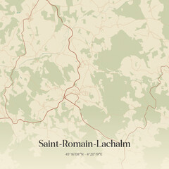 Fototapeta premium Vintage map of Saint-Romain-Lachalm, France.
