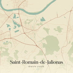 Fototapeta premium Vintage map of Saint-Romain-de-Jalionas, France.