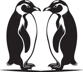 two penguins on a white background