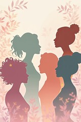 Different Women, Women's Day Card Concept, Template, Copy Space.