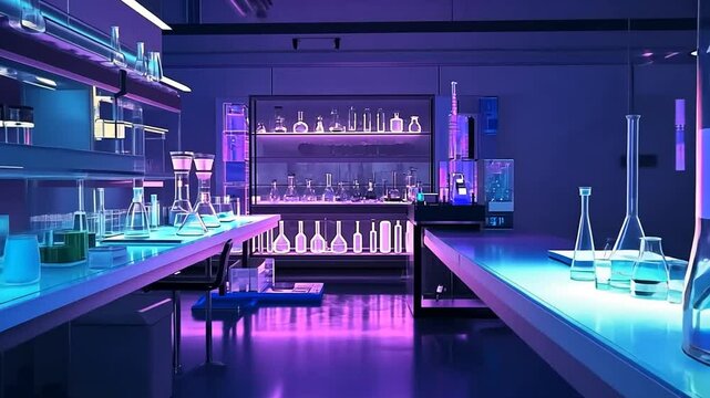 Neon Lit Modern Laboratory Interior Design
