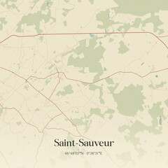 Fototapeta premium Vintage map of Saint-Sauveur, France.