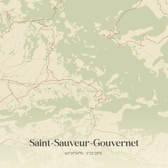 Fototapeta premium Vintage map of Saint-Sauveur-Gouvernet, France.