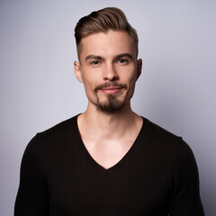 Obraz premium Ritratto di bellissimo uomo con baffi