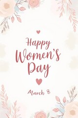 International holiday Women's Day, March 8, greeting card.