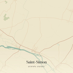 Fototapeta premium Vintage map of Saint-Simon, France.