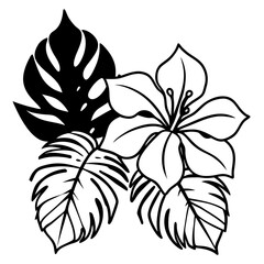 exotic-hibiscus-floral-divider-with-tropical-leave