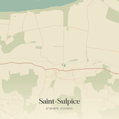Obraz premium Vintage map of Saint-Sulpice, France.