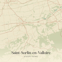 Obraz premium Vintage map of Saint-Sorlin-en-Valloire, France.