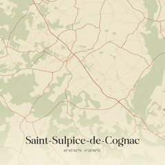 Fototapeta premium Vintage map of Saint-Sulpice-de-Cognac, France.
