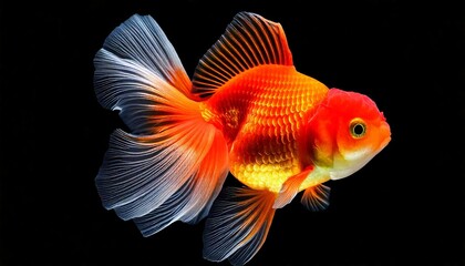 goldfish isolated on black background. 