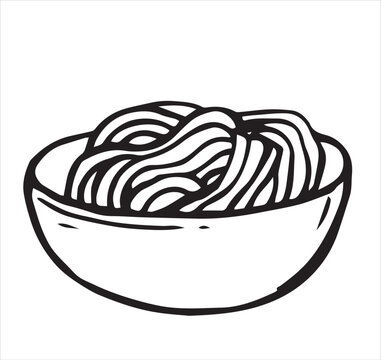 recommend clip art: a plate of pasta. vector illustration in doodle style