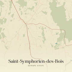 Fototapeta premium Vintage map of Saint-Symphorien-des-Bois, France.