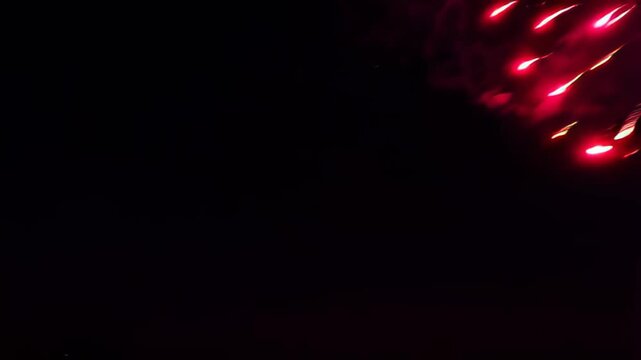 Vibrant fireworks exploding against night sky with dazzling colors and patterns