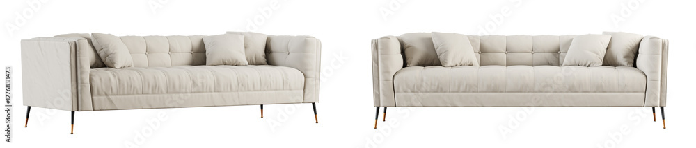 Aufkleber elegant sofa isolated on transparent background. 3d render. 3d illustration.
