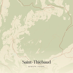 Fototapeta premium Vintage map of Saint-Thiébaud, France.