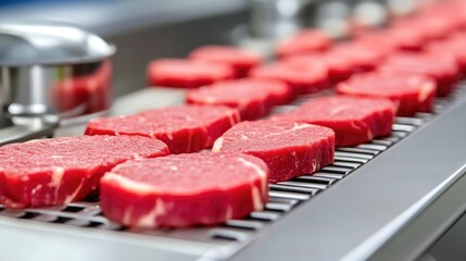 Meat processing workers in protective clothing