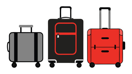 Serene Airport Scene with Colorful Luggage and Airplanes in the Background