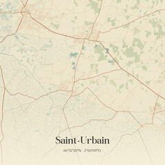 Fototapeta premium Vintage map of Saint-Urbain, France.