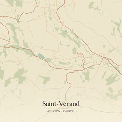 Obraz premium Vintage map of Saint-Vérand, France.