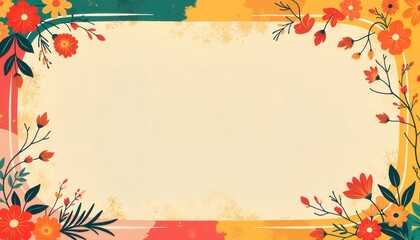 Vintage Mexican fiesta poster design with floral details, celebration