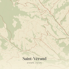 Fototapeta premium Vintage map of Saint-Vérand, France.