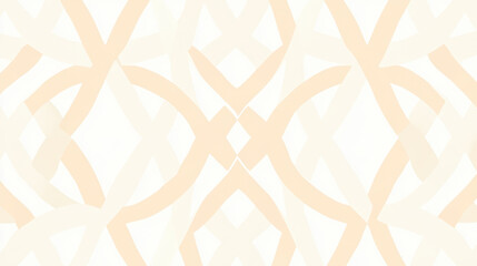 Elegant lattice structured and interwoven lines seamlessly form symmetrical abstract pattern in soft beige and white tones, creating sophisticated and modern geometric design