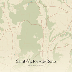 Obraz premium Vintage map of Saint-Victor-de-Réno, France.