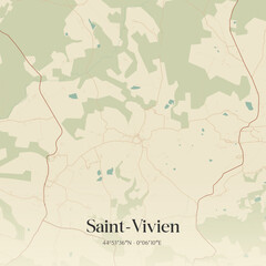 Obraz premium Vintage map of Saint-Vivien, France.