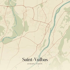 Fototapeta premium Vintage map of Saint-Vulbas, France.