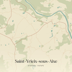 Fototapeta premium Vintage map of Saint-Yrieix-sous-Aixe, France.