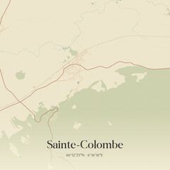 Obraz premium Vintage map of Sainte-Colombe, France.