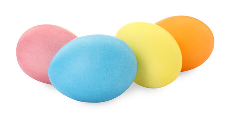 Happy Easter. Bright painted eggs isolated on white