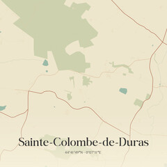 Fototapeta premium Vintage map of Sainte-Colombe-de-Duras, France.
