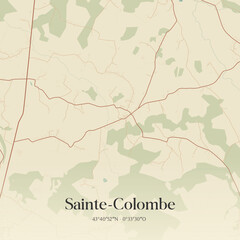 Obraz premium Vintage map of Sainte-Colombe, France.