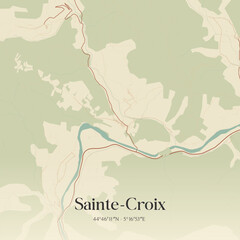 Obraz premium Vintage map of Sainte-Croix, France.