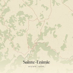 Fototapeta premium Vintage map of Sainte-Enimie, France.