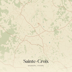 Fototapeta premium Vintage map of Sainte-Croix, France.