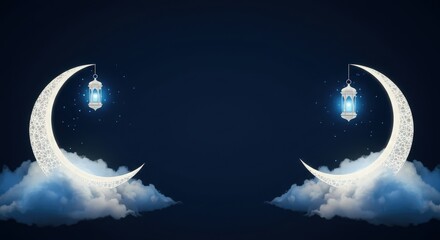 Fototapeta premium Ramadan kareem banner design with eid